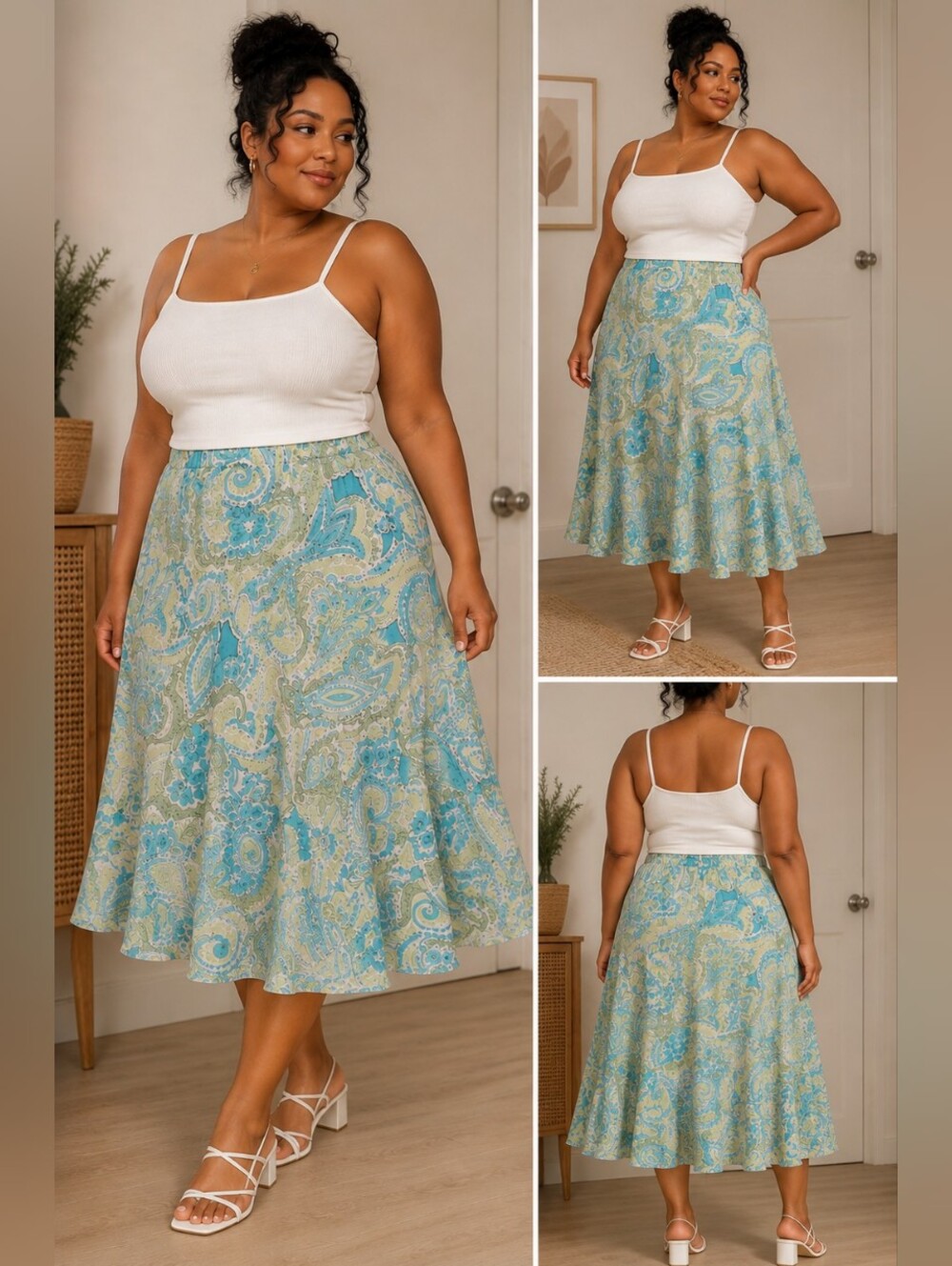 TanJay Blue & Green Paisley Maxi Skirt